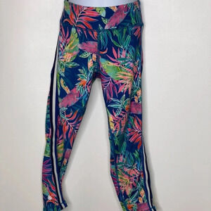 Athleta girls tropical Hawaiian print Capri cropped leggings Sz Lg 12